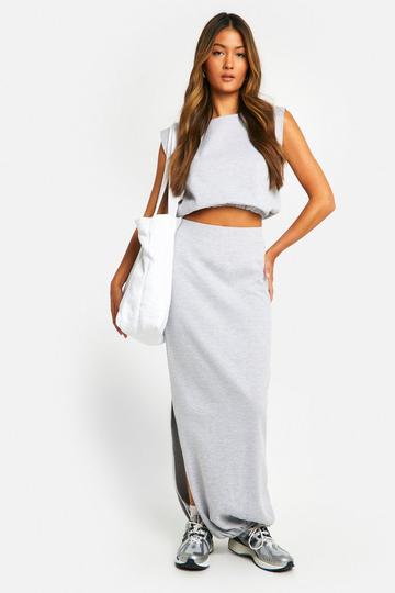 Bubble Split Midi Skirt grey