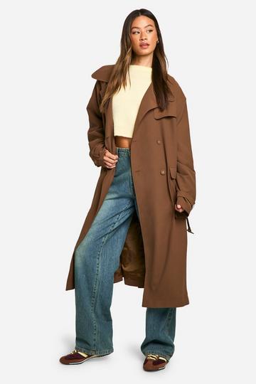 Brown Tall Belted Trench Coat