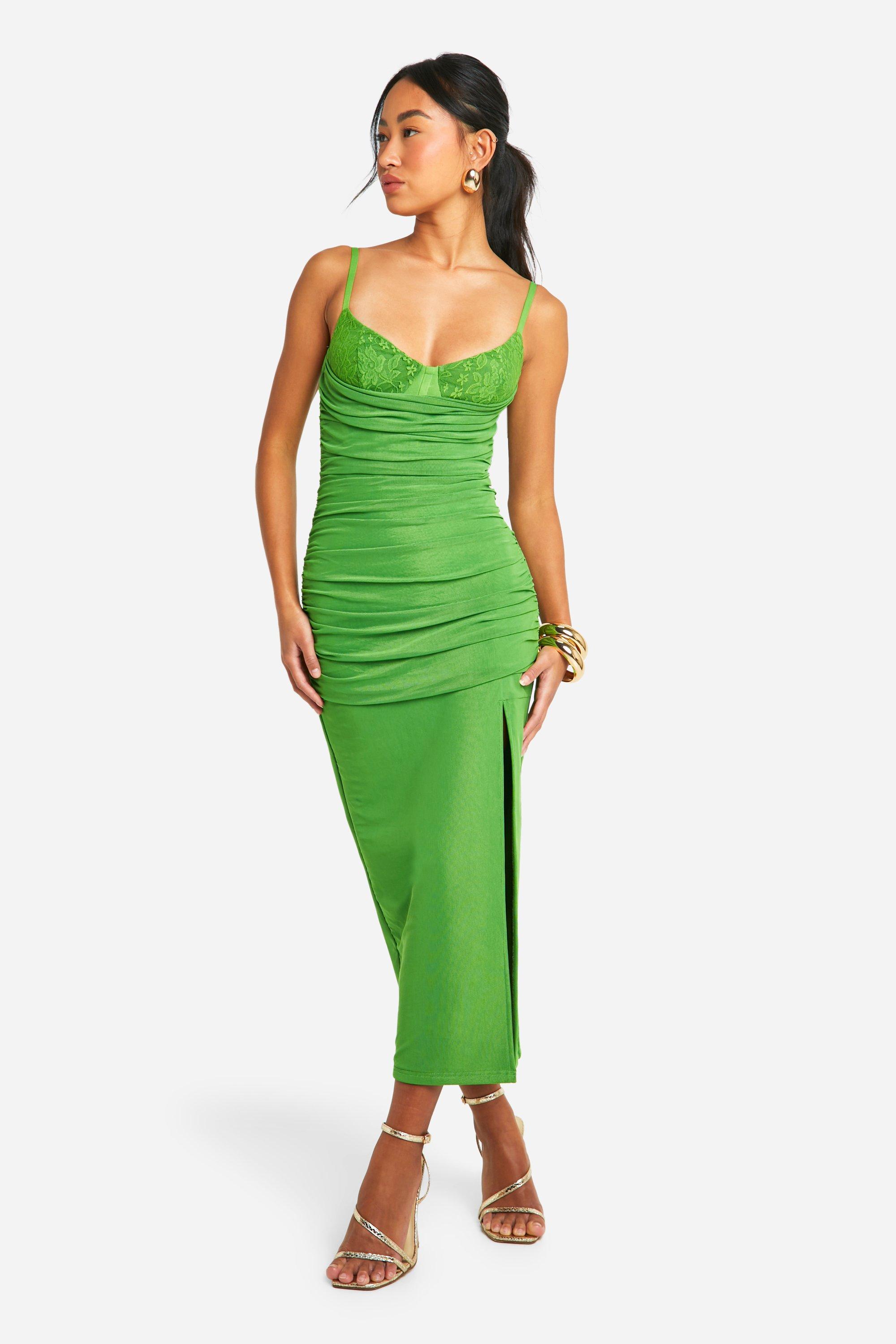 Boohoo green lace fashion dress