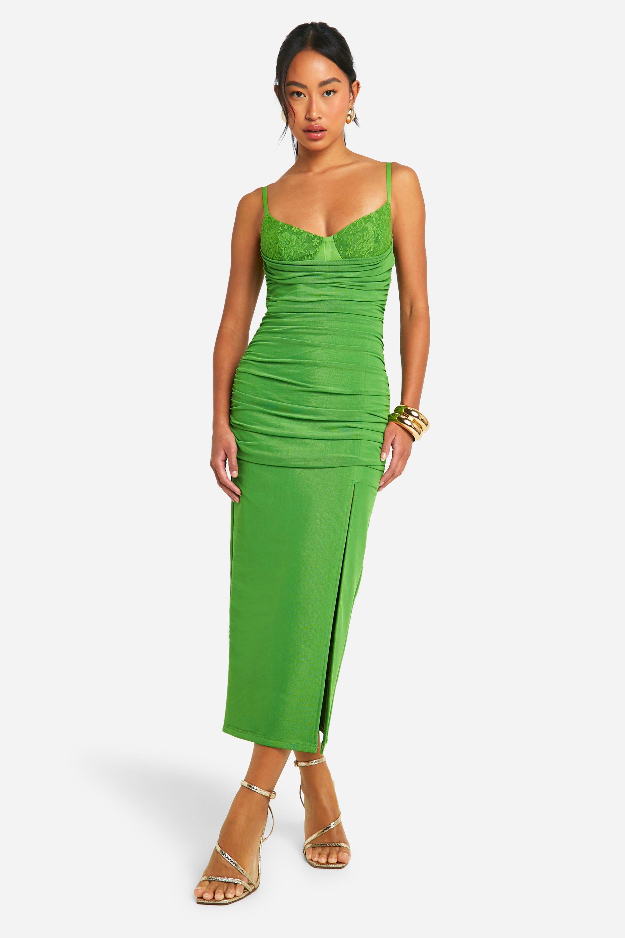 Boohoo green lace dress hotsell