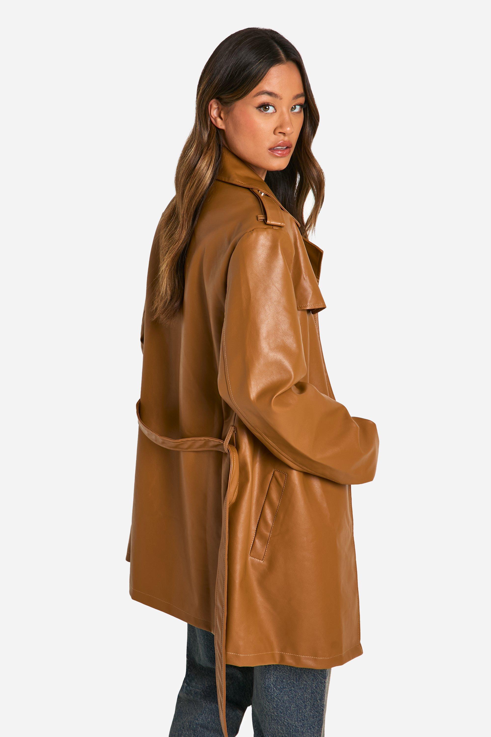 Short camel trench coat hotsell