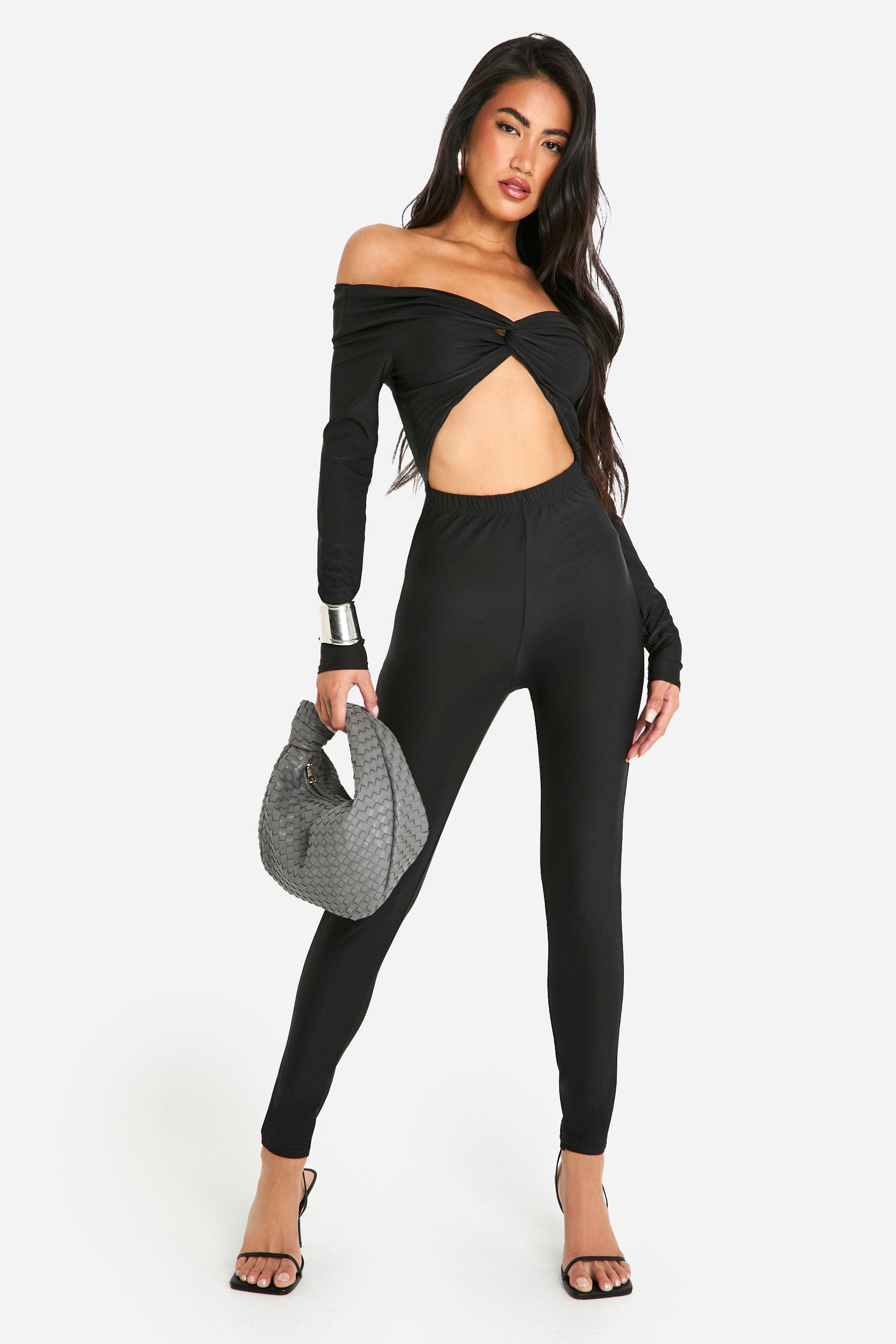 Cut Out Long Sleeve Disco Fitted Jumpsuit boohoo UK