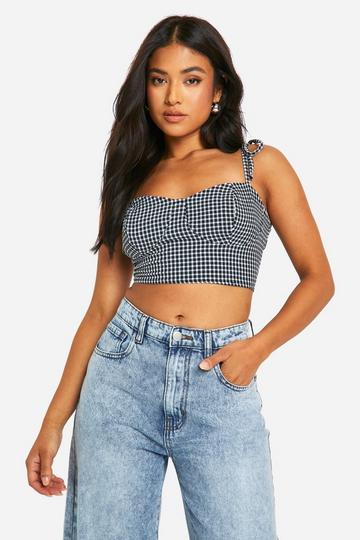 Petite Seersucker Gingham Bralette black