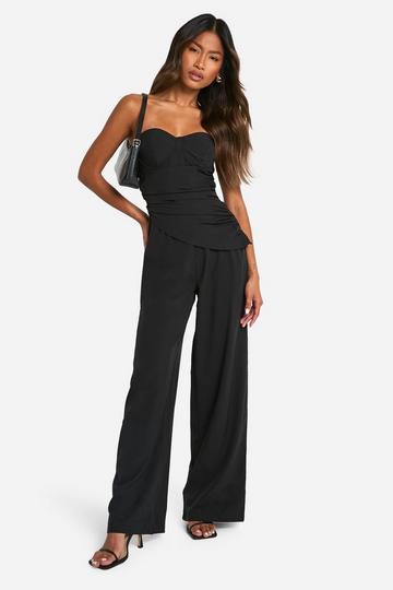 Bandeau Wrap Waist Detail Wide Leg Jumpsuit black