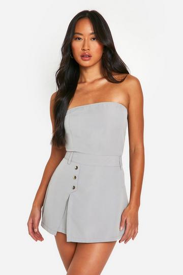 Strapless Playsuit Met Split En Skort grey