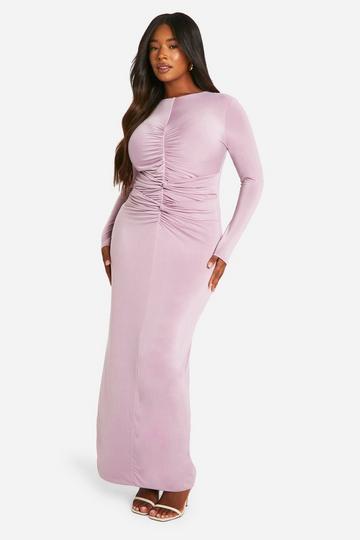 Plus Double Slinky Ruched Maxi Dress mauve