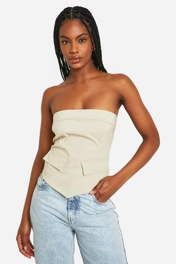 Tall Bengaline Seam Detail Bandeau Top stone