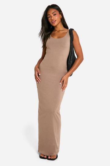 Basic Scoop Neck Maxi Dress mocha