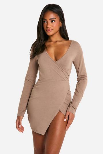 Wrap Front Mini Dress mocha