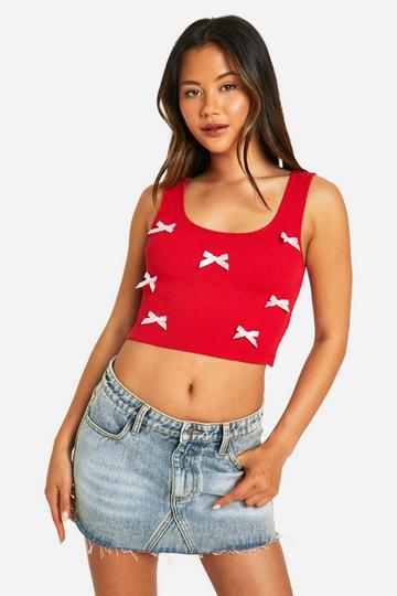 Red Bow Tank Top Top