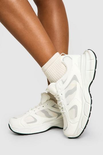 Chunky Mesh Panel Sport Trainers white