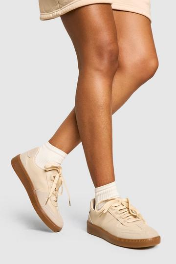 Beige Panel Gum Sole Trainers