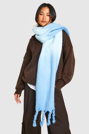 Ombre Oversized Brushed Scarf blue