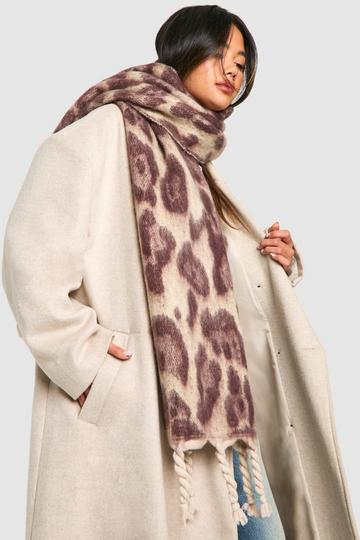 Leopard Chunky Oversized Fringe Scarf leopard