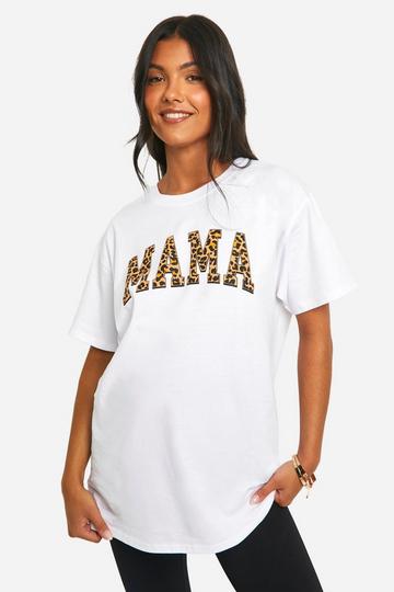 Zwangerschap Oversized Luipaardprint Mama T-Shirt white