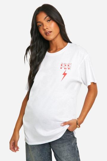 Maternity Mum Power Printed Oversized T-shirt white