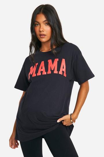 Navy Maternity Mama Print Oversized T-shirt