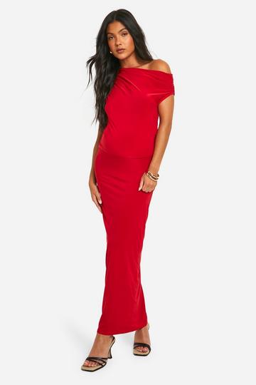 Maternity Slinky Maxi Skirt red