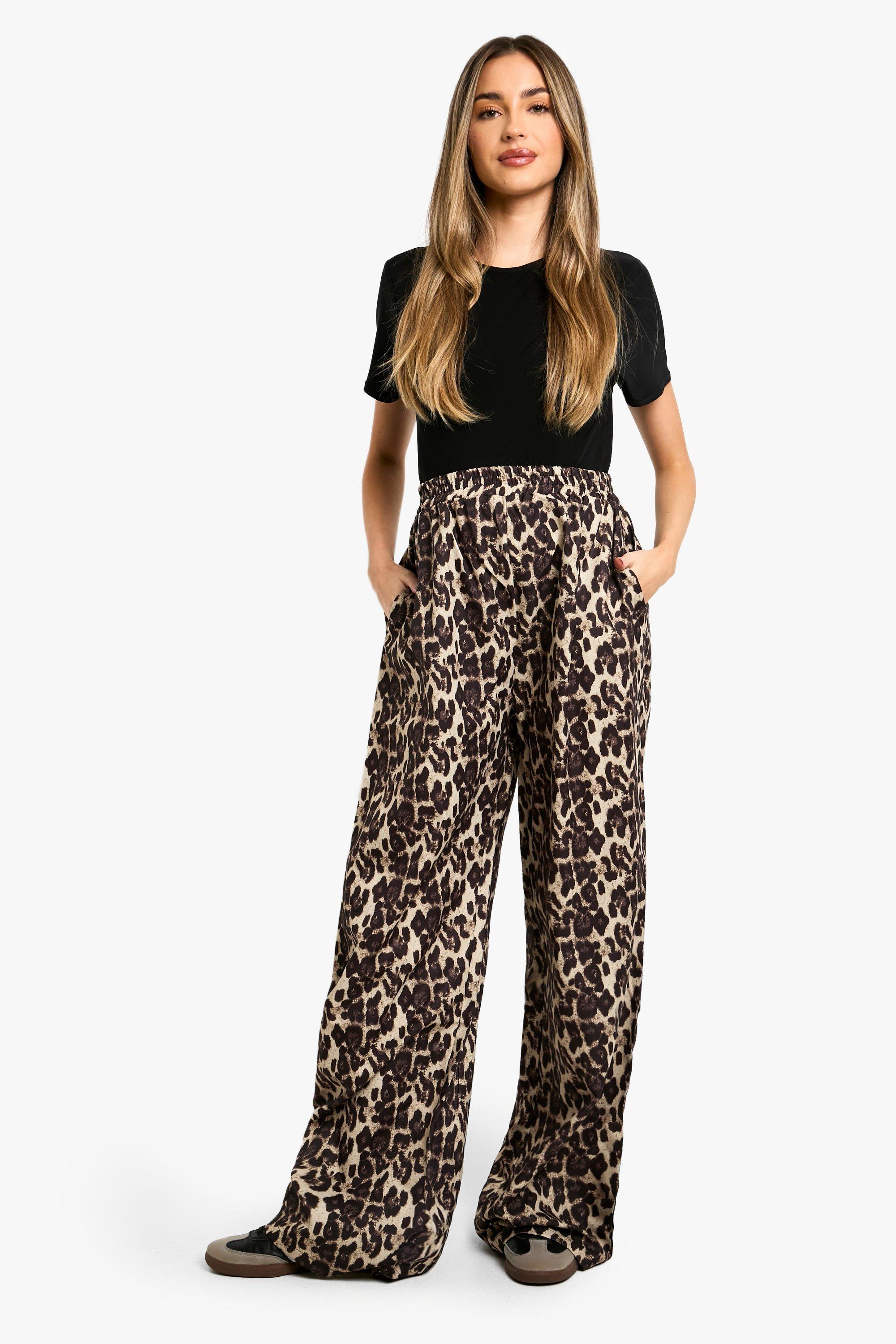 Zwangerschap Luipaardprint Poplin Wide Leg Broek