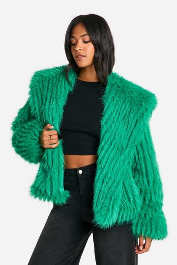 Tall Oversized Faux Fur Jas Met Kraag green