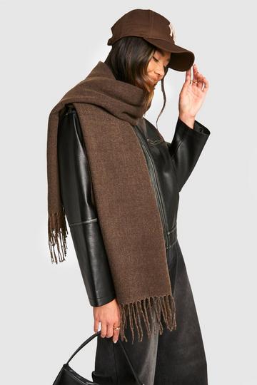 Reversible Fringe Scarf chocolate