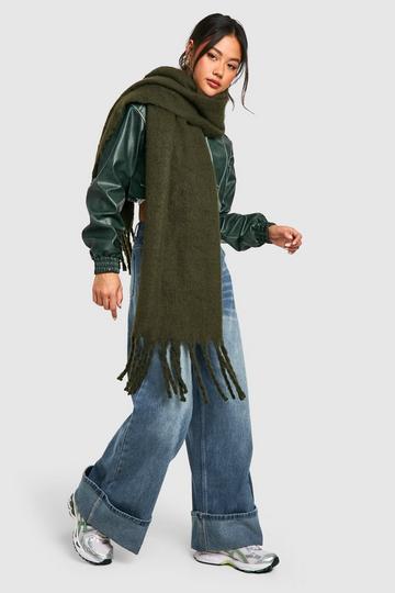 Chunky Oversized Fringe Scarf khaki