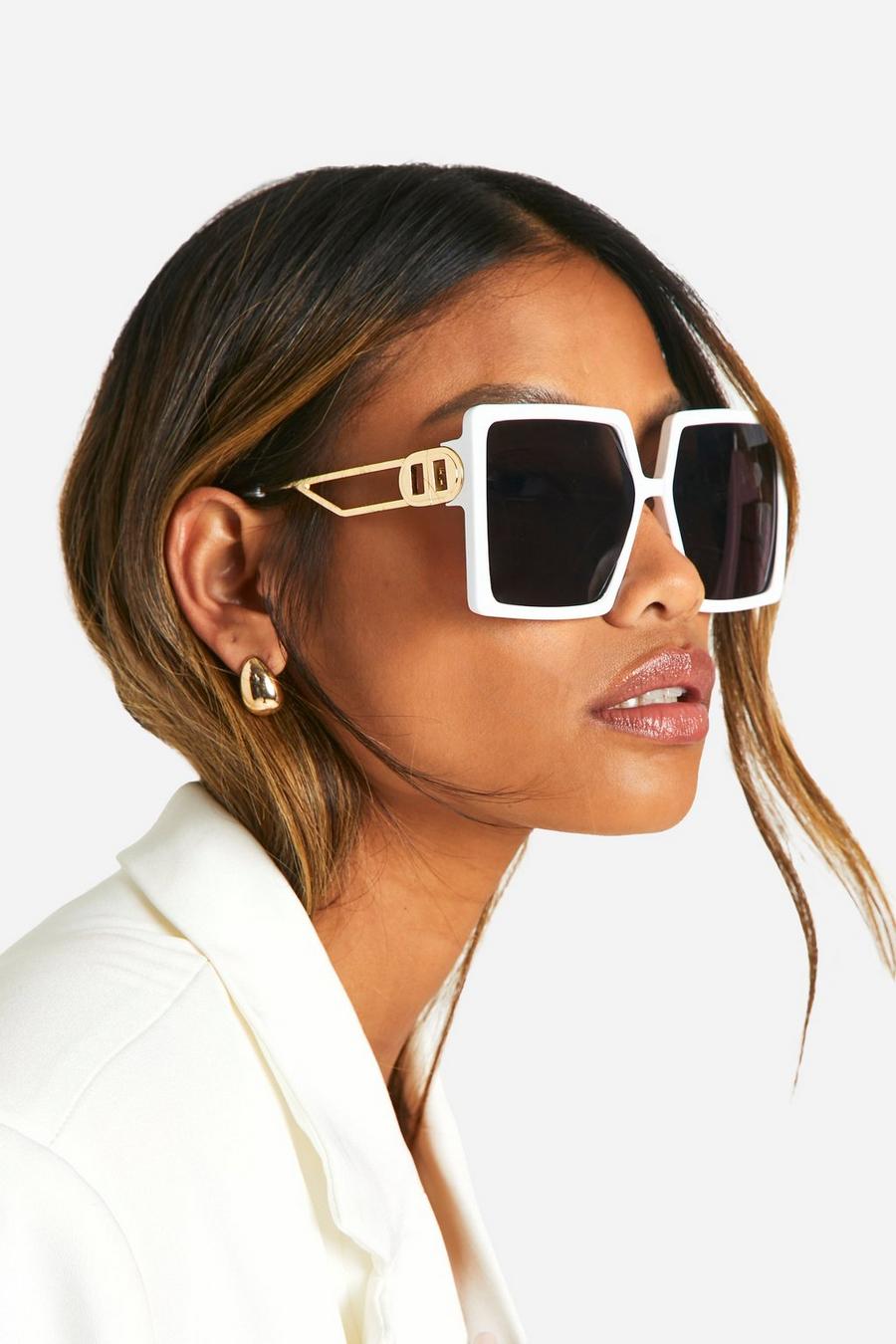 White Gold Trim Square Sunglasses image number 1