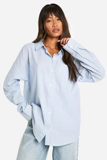 Micro Stripe Oversized Shirt wash blue