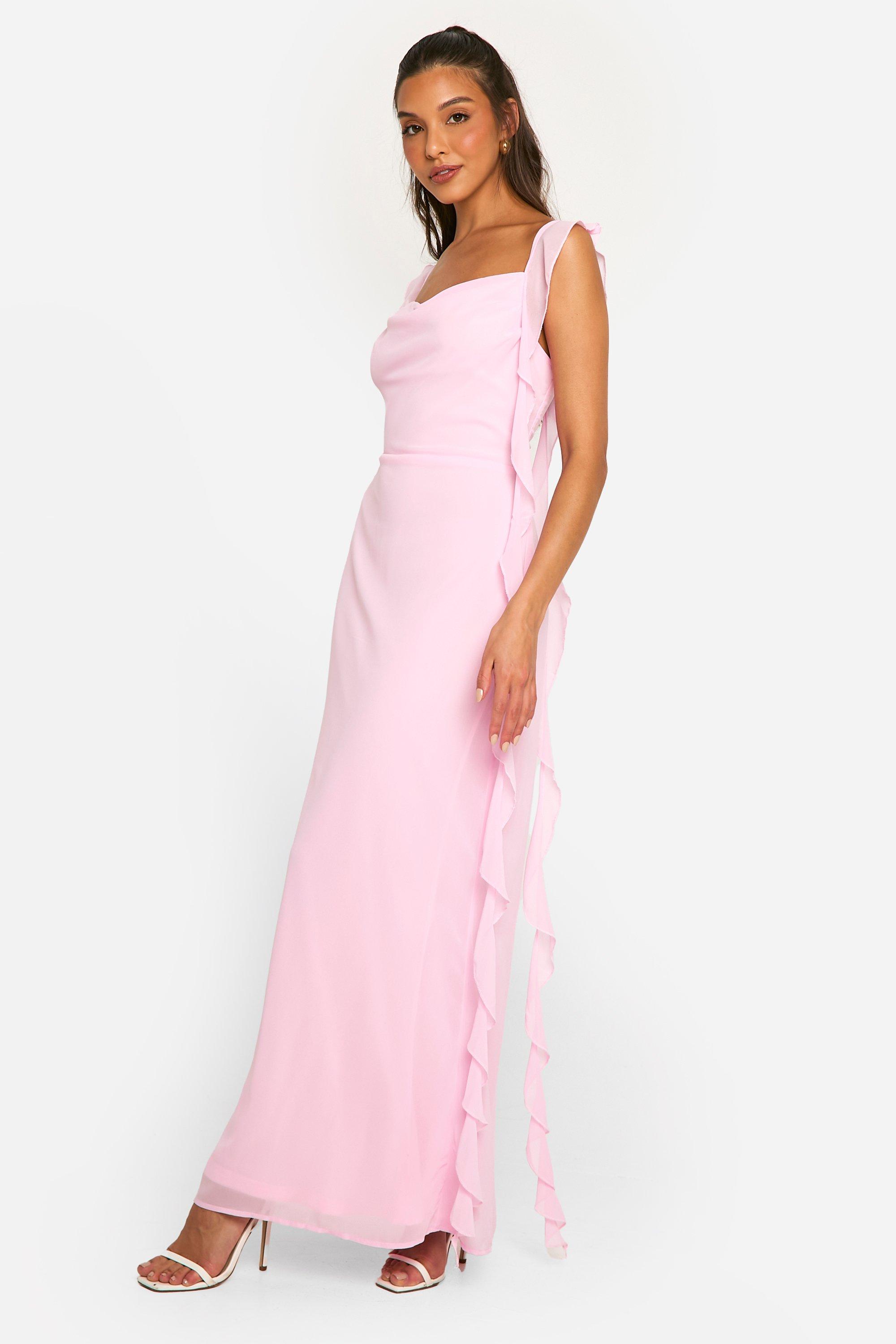 Boohoo pink maxi dress best sale