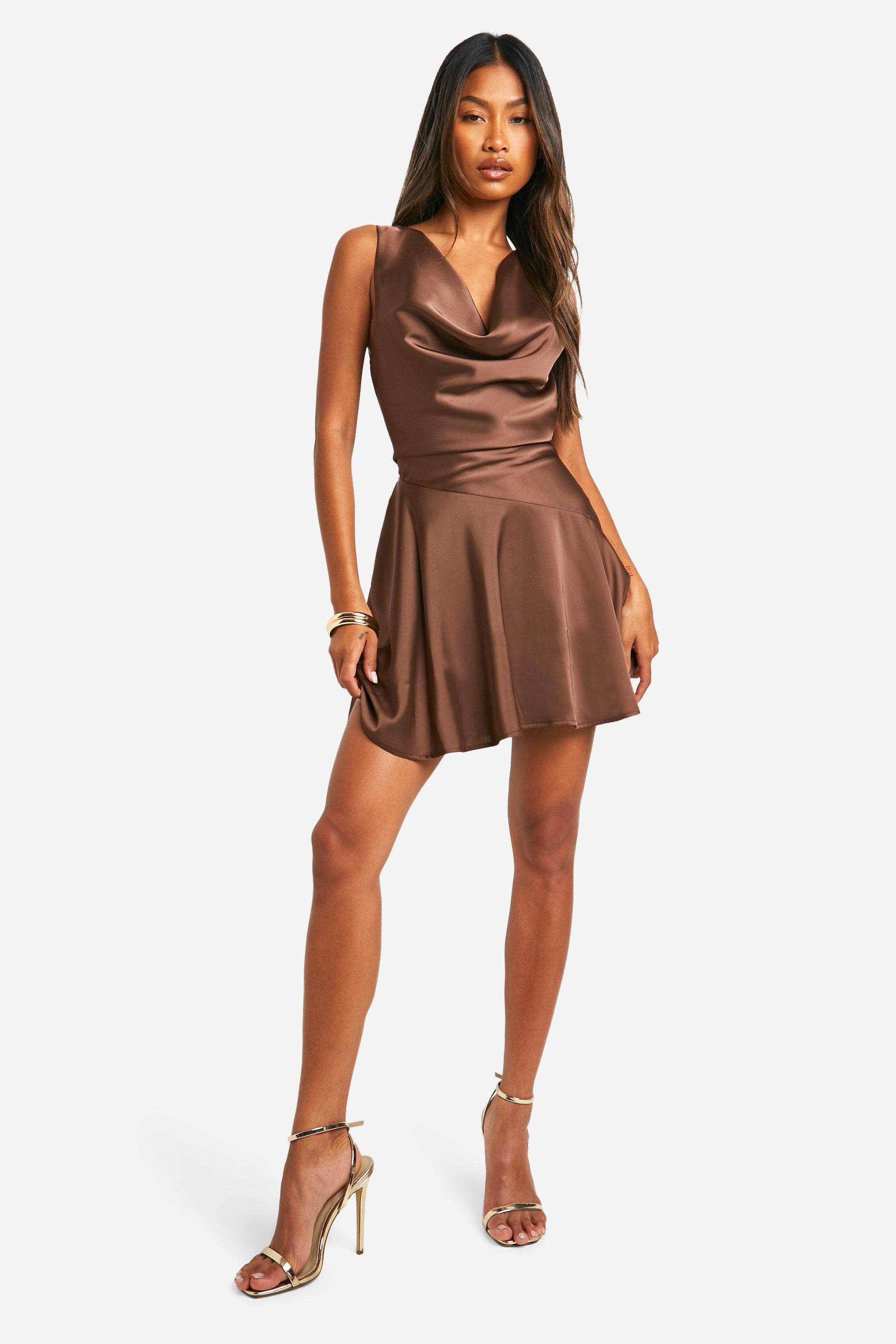 Satin Dropped Waist Mini Dress | boohoo