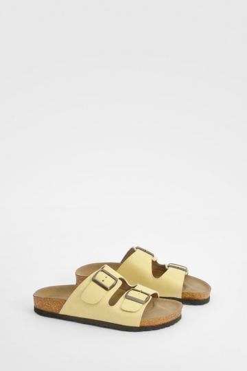 Double Buckle Footbed Sandals lemon