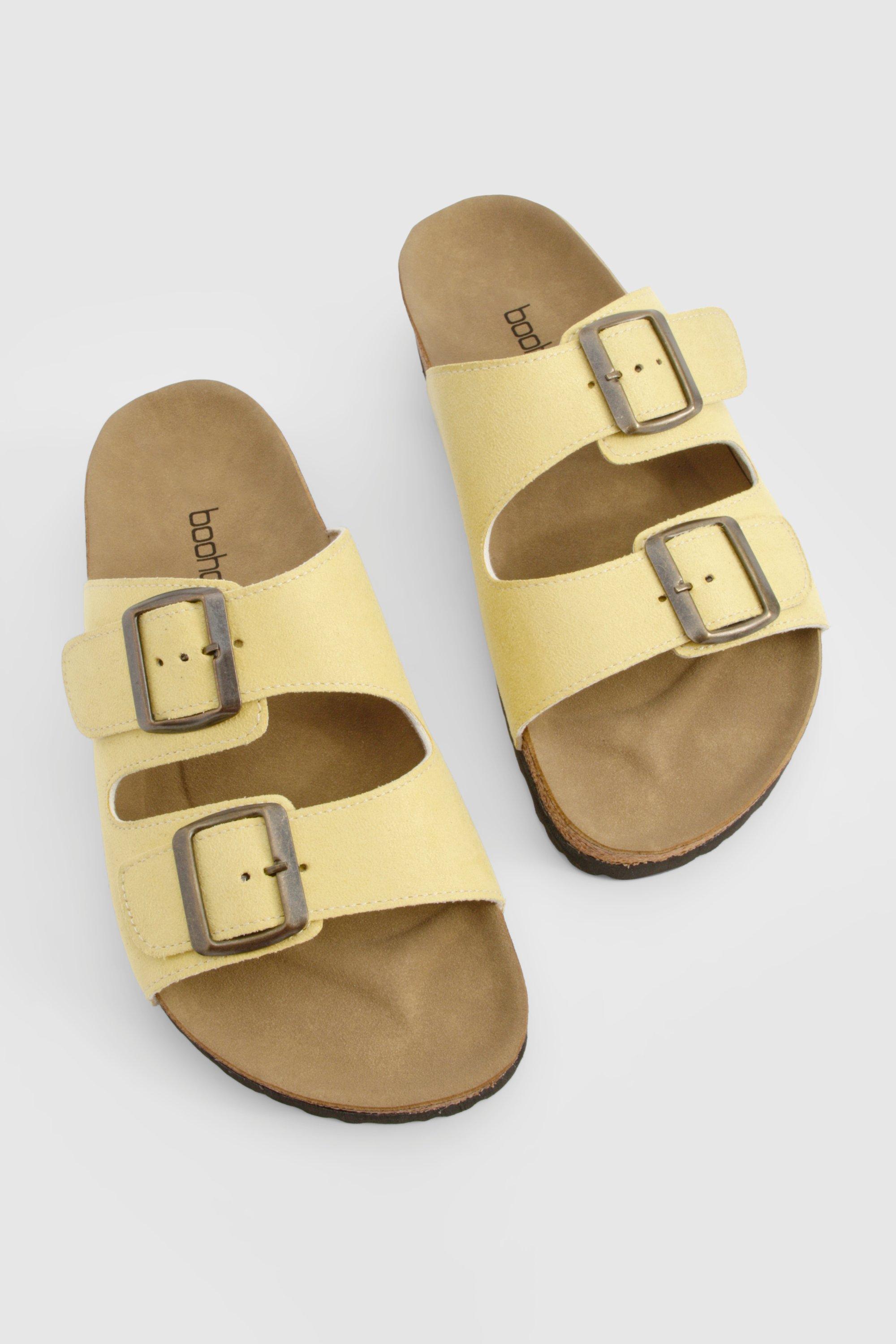 Double buckle footbed sandals hot sale