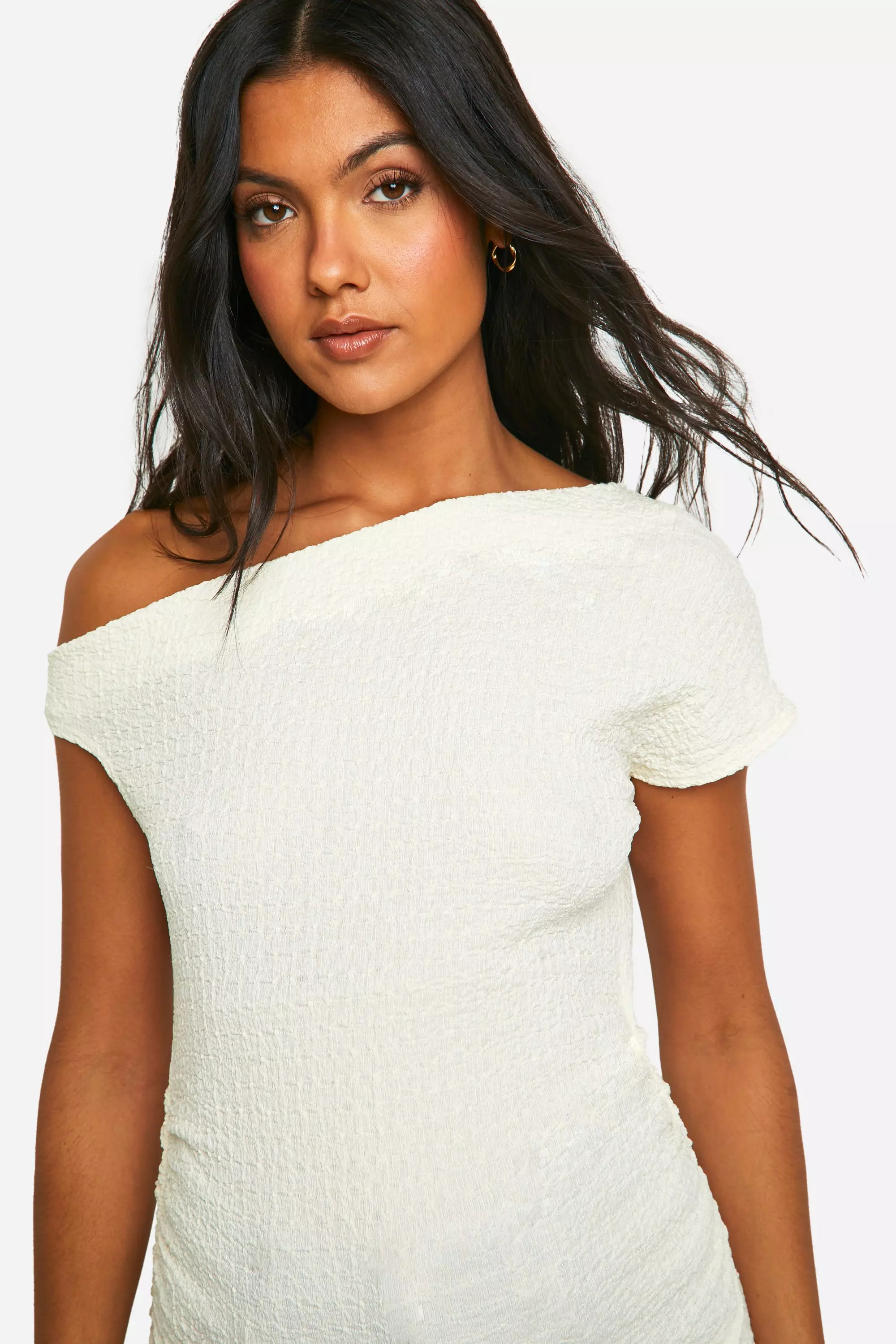 Cream Maternity Textured Asymmetric Top alternative image