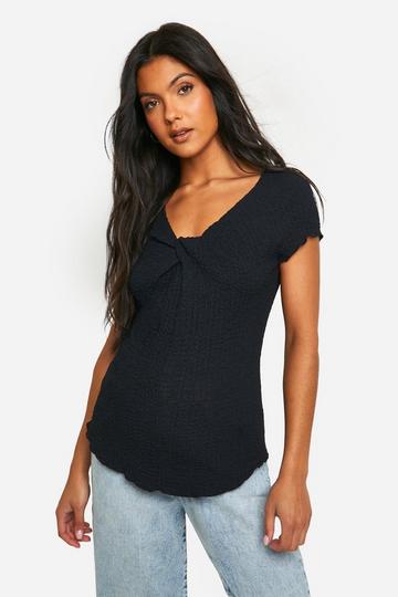 Maternity Textured Knot Front T-shirt black