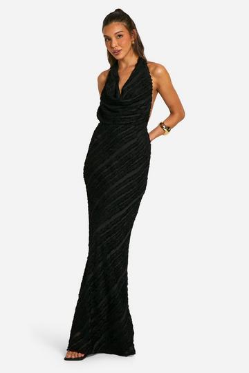 Cowl Textured Maxi Dress black