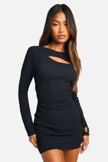 Black Textured Cut Out Mini Dress