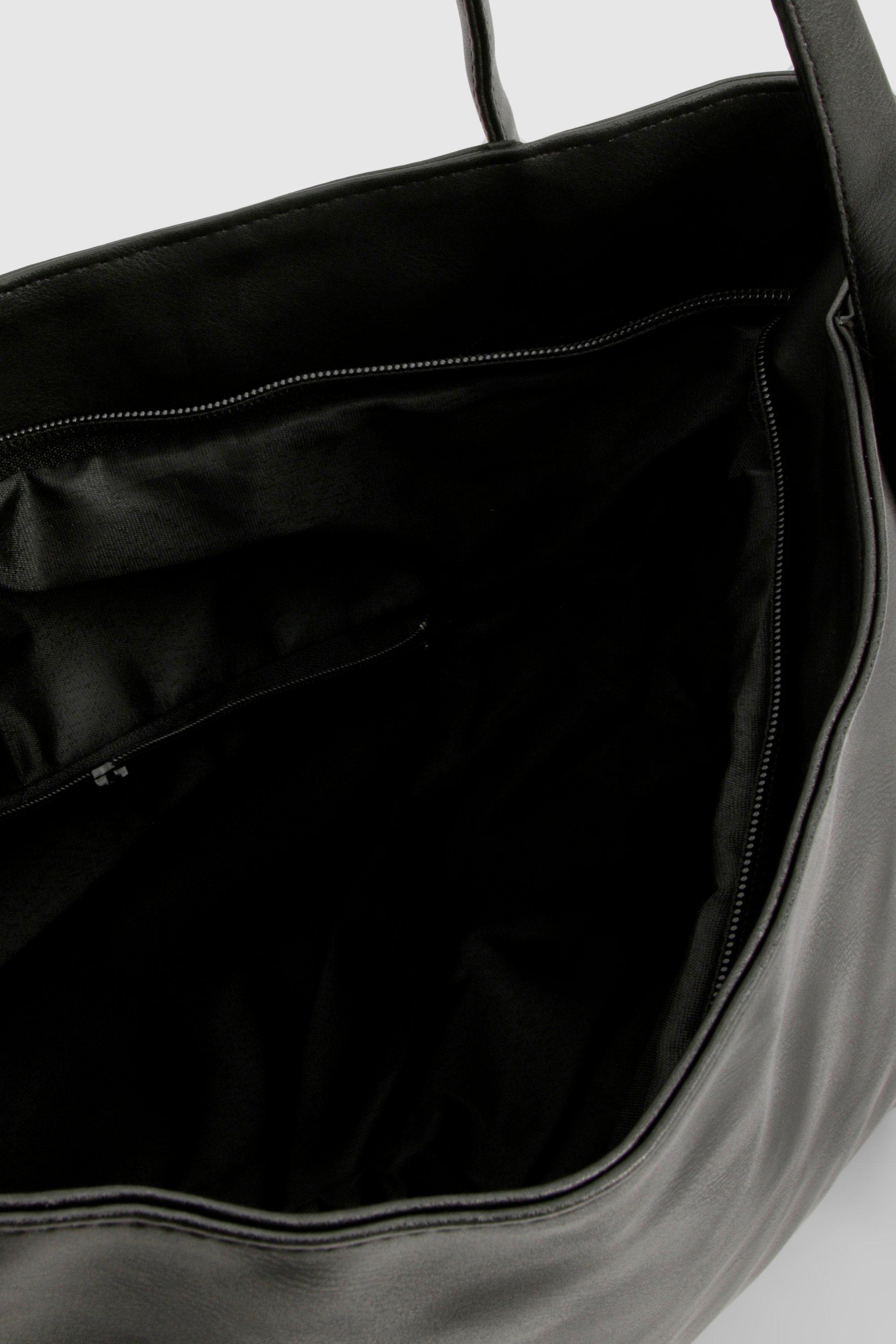 Faux leather tote with zipper hotsell