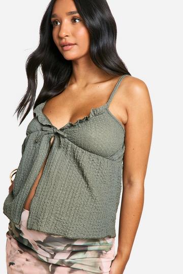 Maternity Textured Strappy Frill Top sage