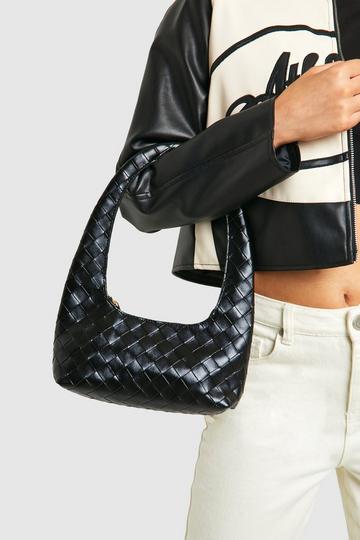 Black Woven Shoulder Bag black