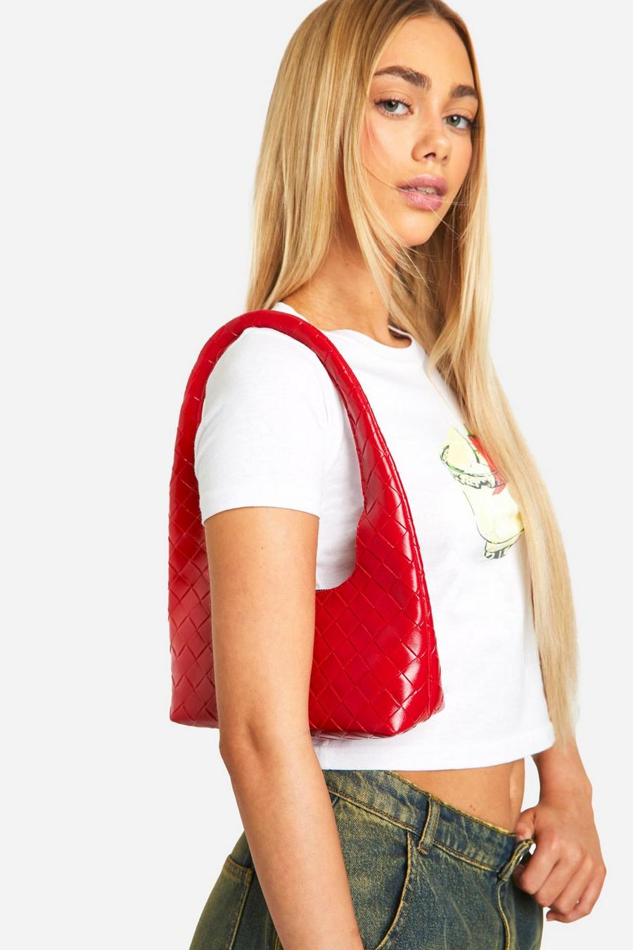 Red Woven Shoulder Bag 