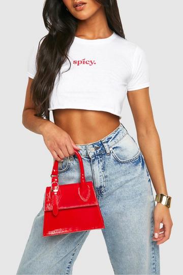 Vinyl Buckle Detail Grab Bag red