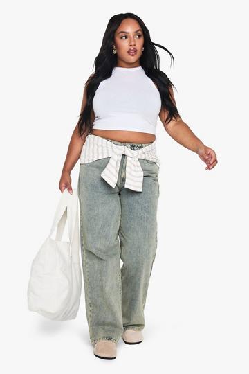 Plus Vintage Wash Wide Leg Jean vintage wash