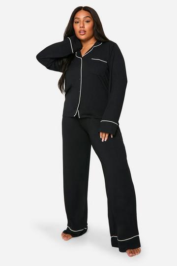 Plus Super Zachte Premium Pyjama Set Met Knopen black