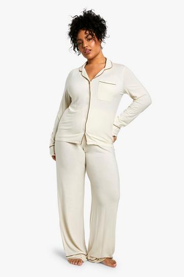 Plus Super Zachte Premium Pyjama Set Met Knopen cream