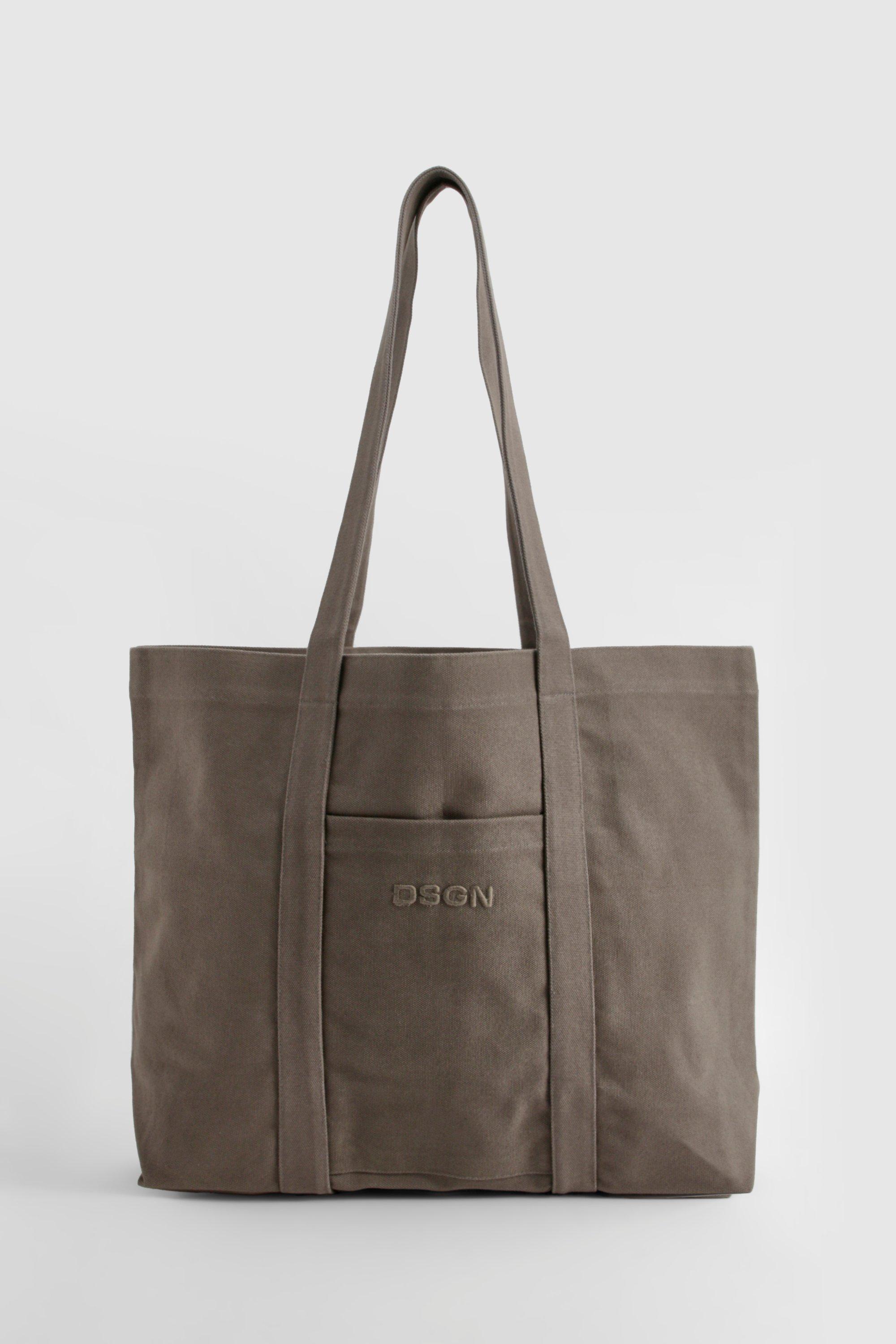 Gray canvas tote bag sales