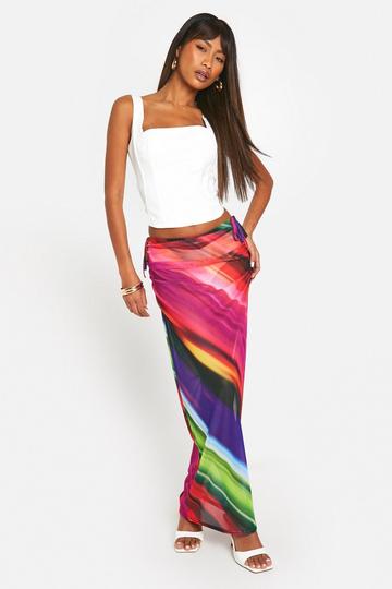 Multi Printed Mesh Maxi Skirt multi