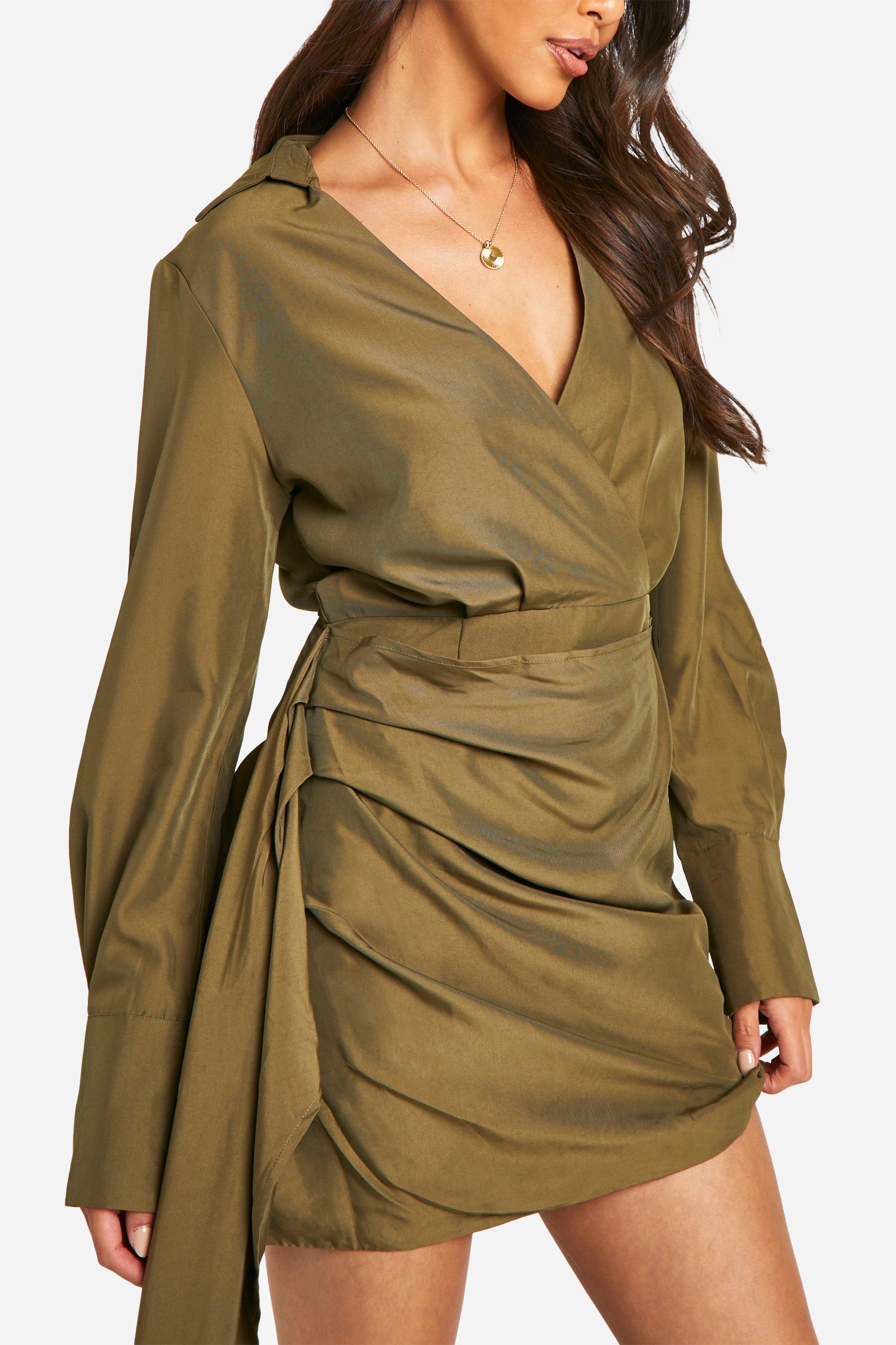 Drape Detail Shirt Dress boohoo