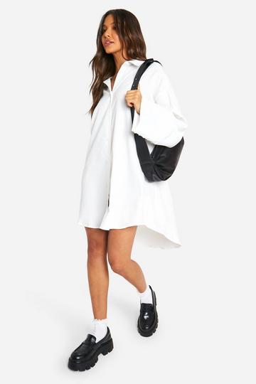 Wide Sleeve Shirt Dress white