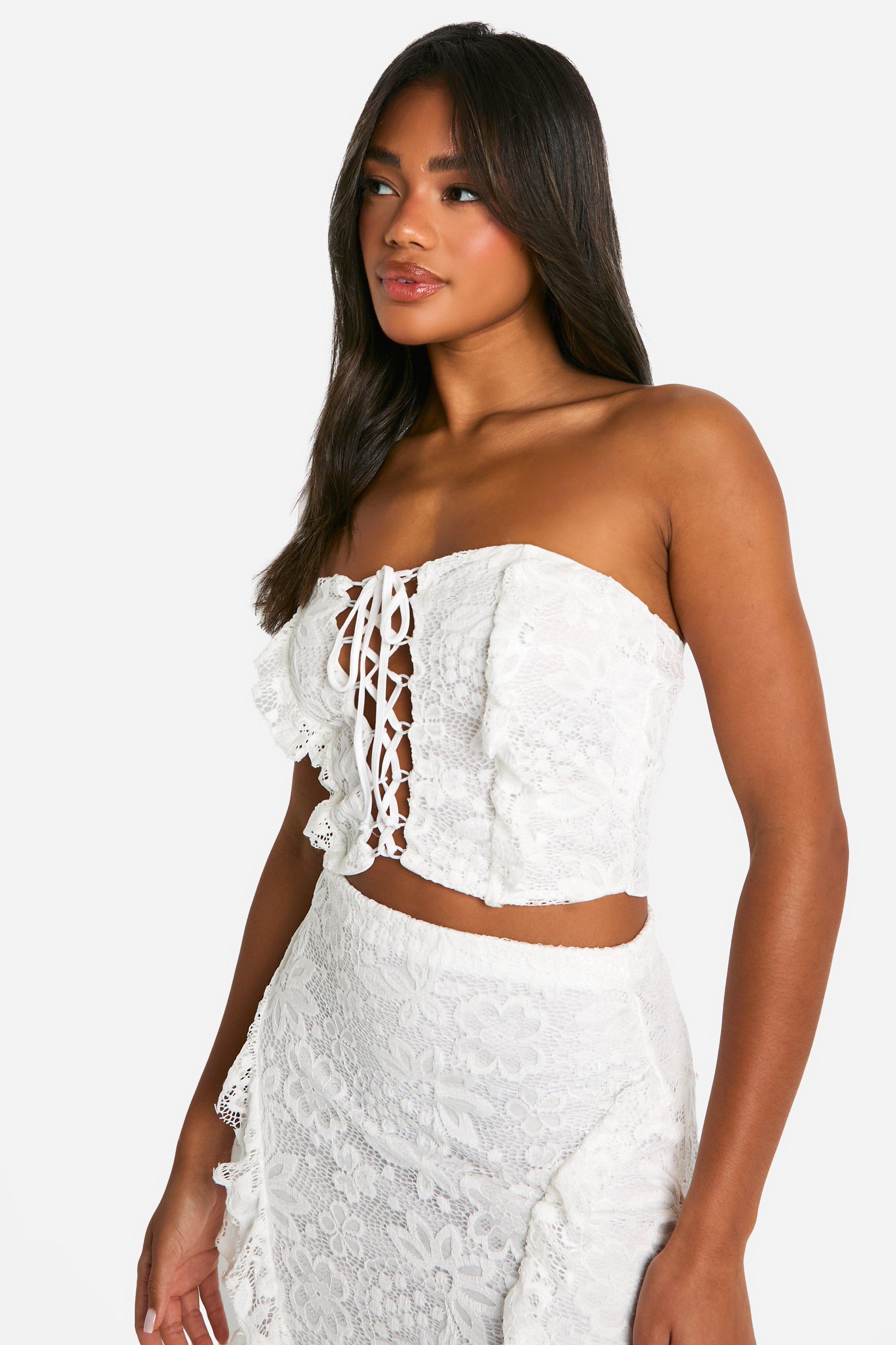 White Lace Longline Corset Top