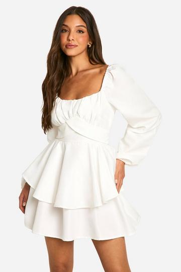 Tiered Tie Back Skater Dress ivory